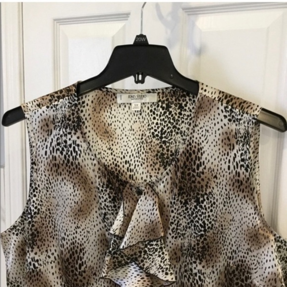 Cheetah Print Button Down Top With Ruffles - Picture 3 of 6